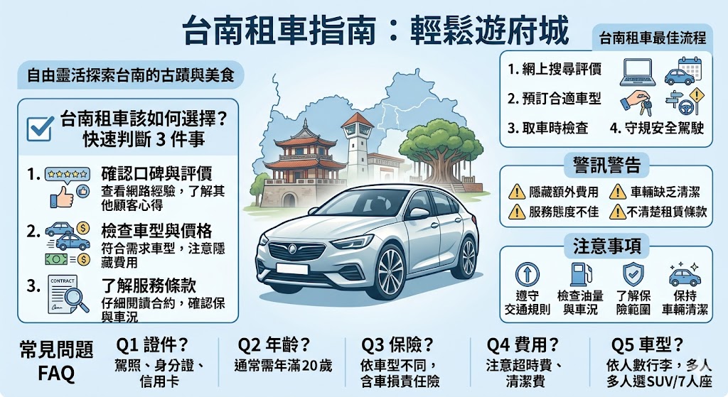 如果你打算來台南旅遊，租車絕對是最方便的交通選擇。台南租車可以讓你輕鬆前往各大景點，享受靈活的行程安排。不過，選擇合適的台南租車公司至關重要。本文將介紹如何選擇適合的租車公司，並提供租車過程中的排查流程和注意事項，幫助你避免被坑。了解台南租車的常見問題，讓你的旅行更加順利愉快。