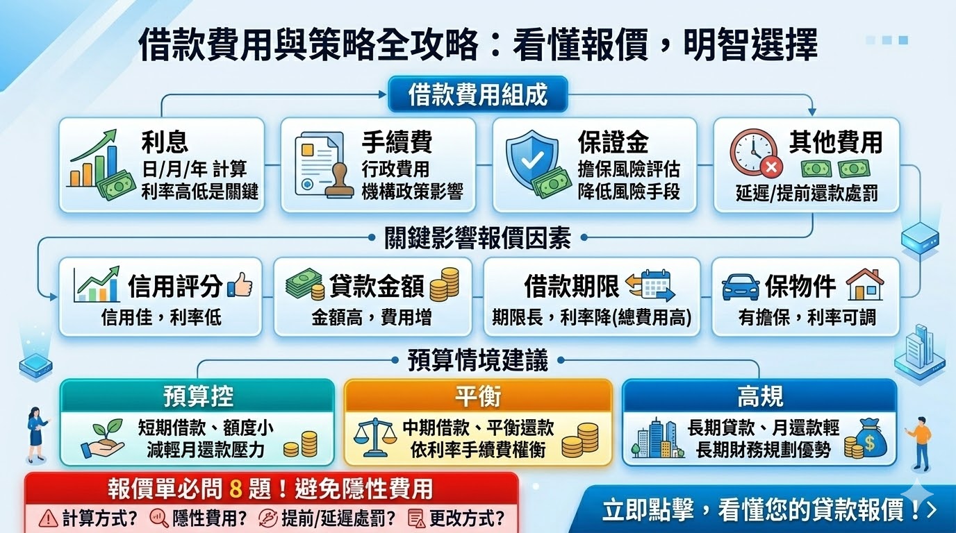 了解屏東借錢的費用組成對於首次借款的人來說至關重要。這篇文章將幫助你深入了解屏東借錢的報價單，並揭示利息、手續費、保證金等費用項目。無論是尋找短期或長期借款，本文還提供了如何根據不同預算情境選擇最適合的方案。隨著對借款費用的全面認識，你將能夠做出更加明智的借款決策，避免隱性費用。
